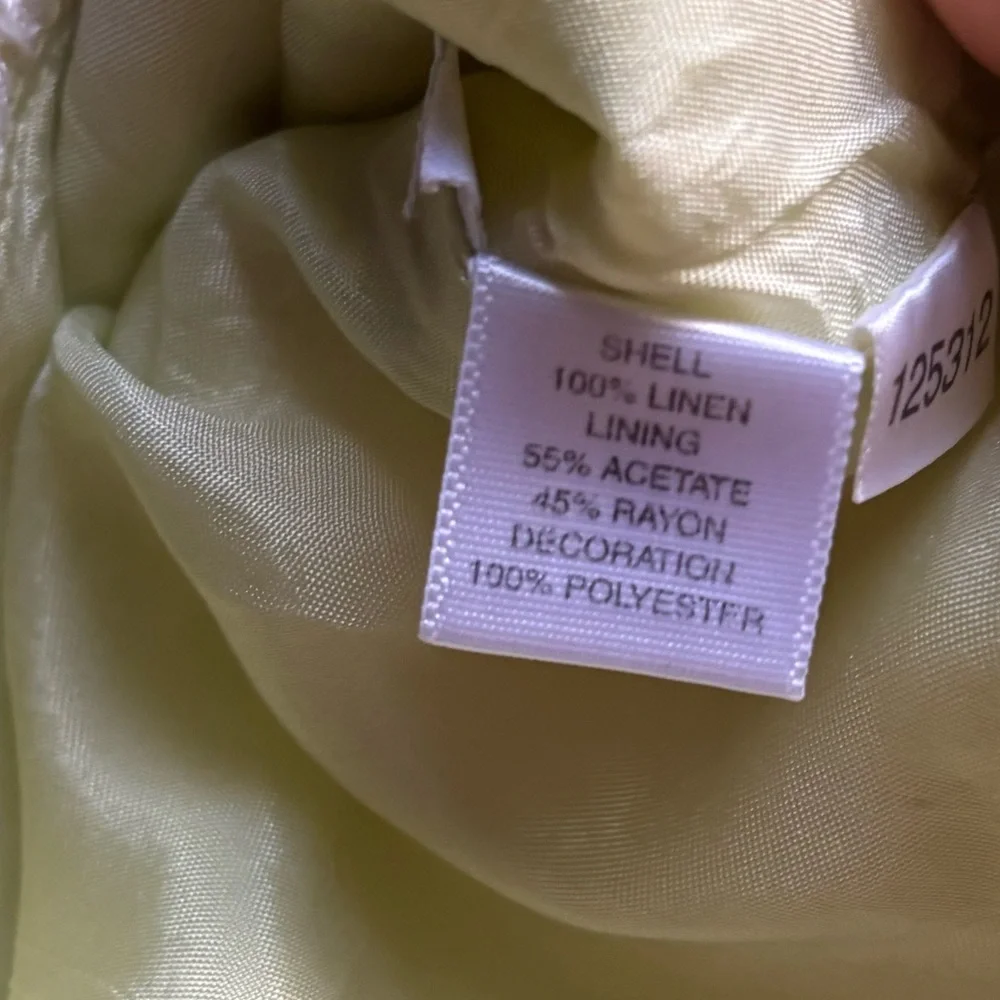 Ann Taylor Light Green A-Line Linen Skirt with White Floral Embroidery SZ 2P